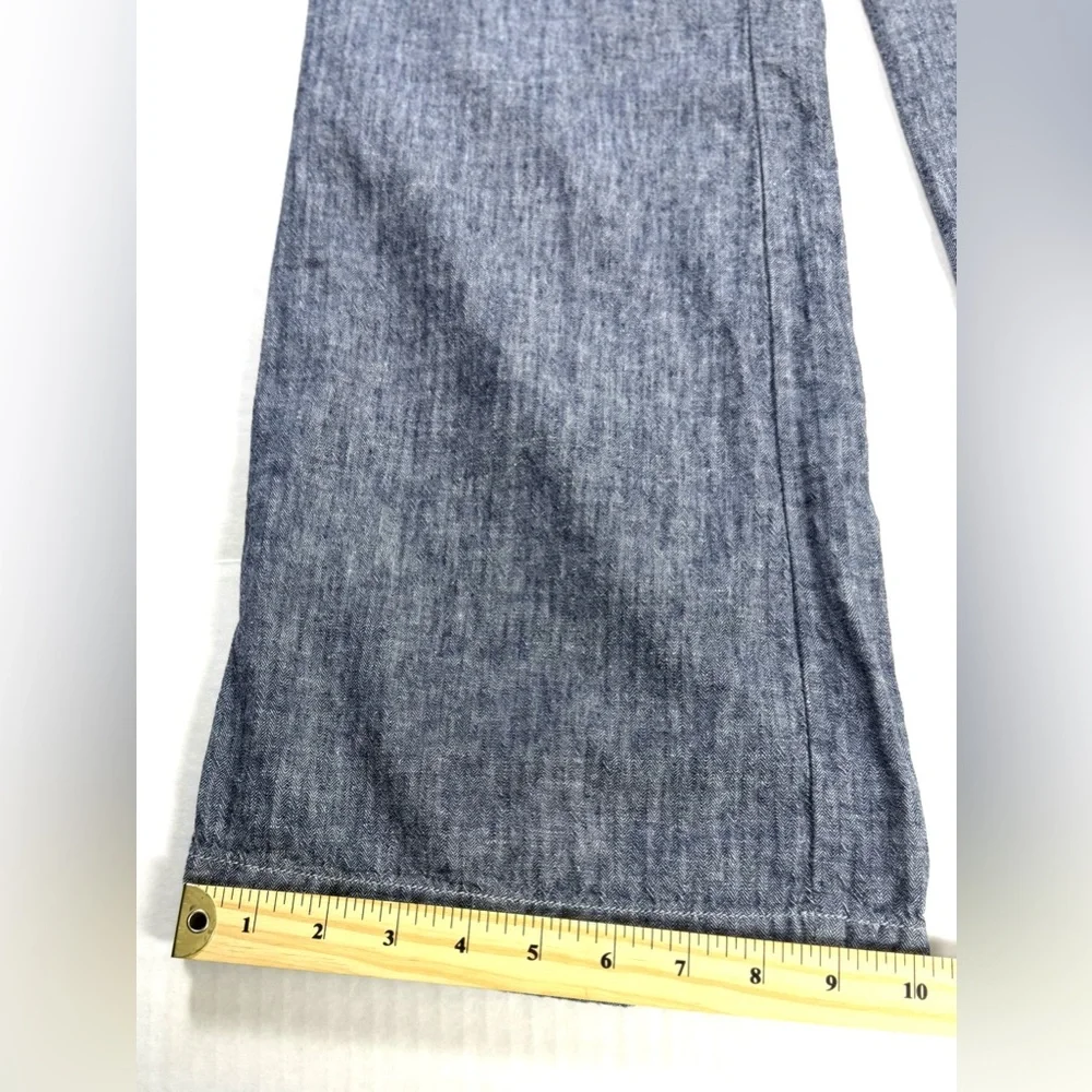 PILCRO Anthropologie Wide Leg Linen Blend Chambray Pants Blue Size 6 - Picture 8 of 11